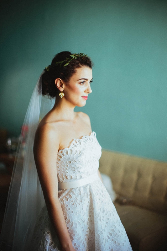 adorable vintage bridal style Oscar de la Renta custom wedding gown