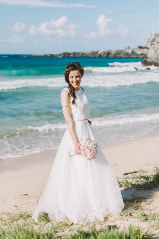 crop top beach wedding dress