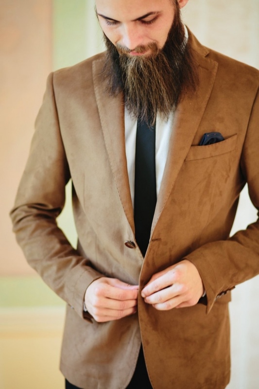 groom style camel suede blazer