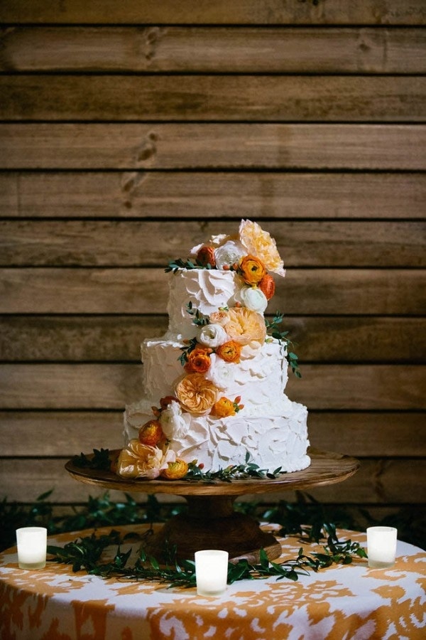 Burnt Orange Rustic Elegant Wedding Cake