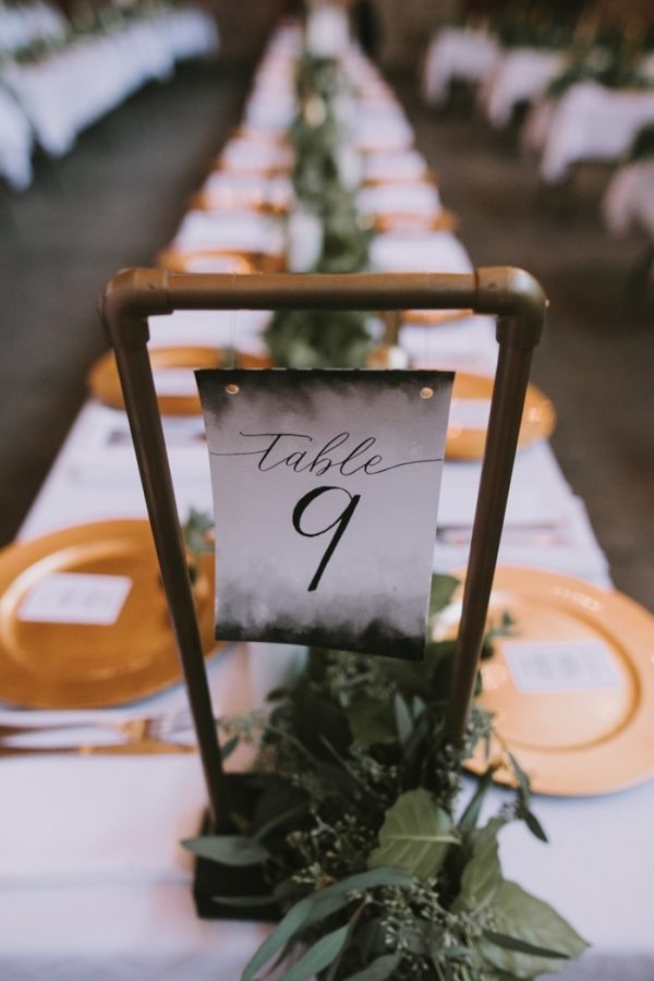 Industrial Modern Warehouse Venue Galvanized Pipe Table Number
