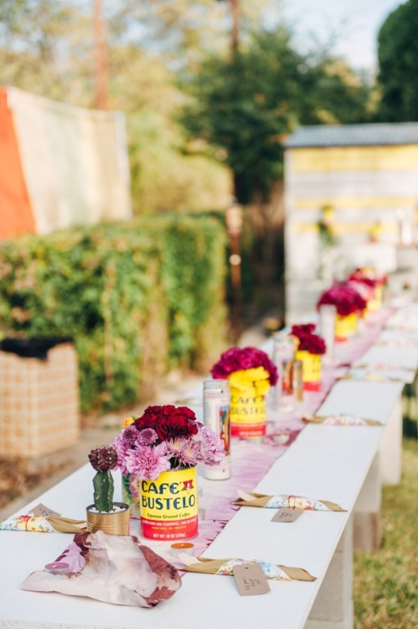 Eclectic Quirky DIY Backyard Coffee Can Floral Tablescape