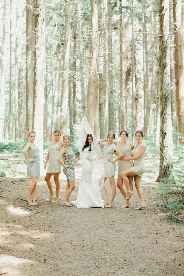 Elegant Glam Silver Sequin Bridal Party Style