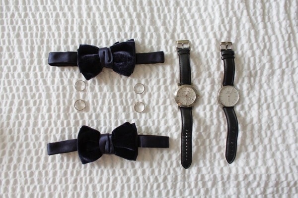 Groom Accessories Style Inspiration with Matching Bowties and Watches