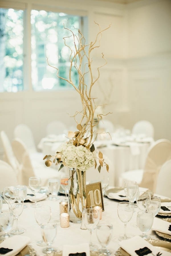 Elegant Glam Gold Wedding Reception Table Number and Decor