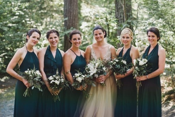 Fall Wedding Guest Dress Emerald Green Bridesmaid Dresses Long Sleeves –  MyChicDress