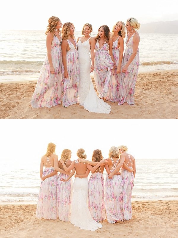 Casual Floral Print Maxi Bridesmaid Dresses Perfect For A Beach