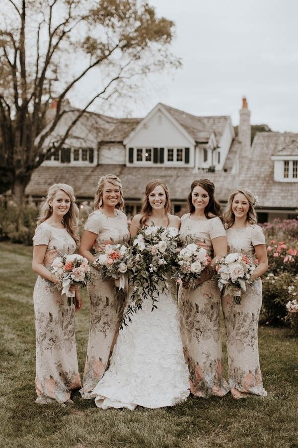 Bold Floral Printed Bridesmaid Dresses