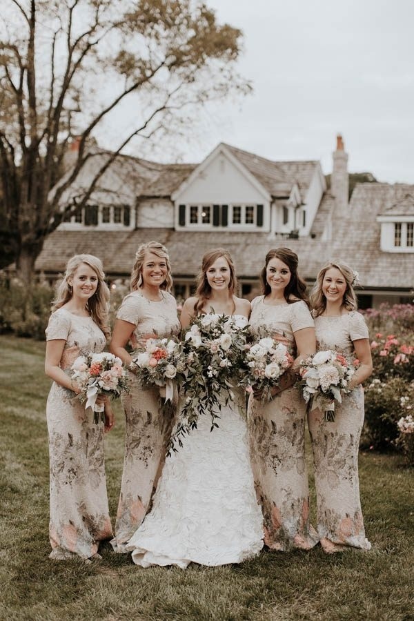 patterned bridesmaid dresses