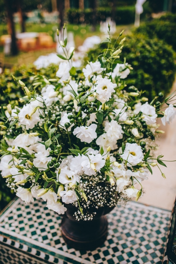 Elegant Bohemian White and Green Floral Design