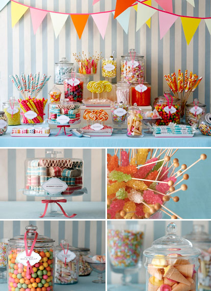 Wedding dessert tables and images by Amy Atlas Events, multicolored old fashioned candy shop theme