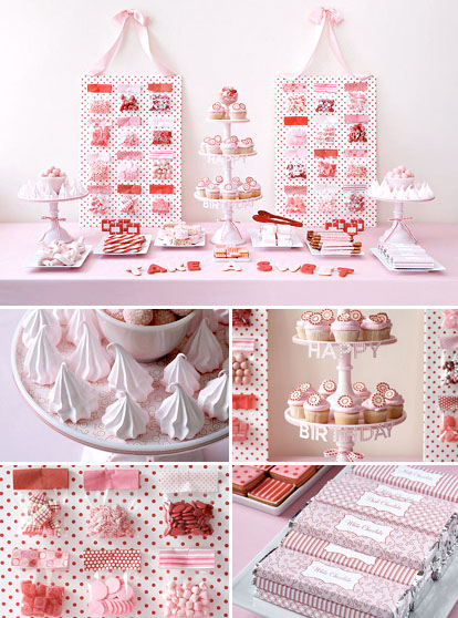 Wedding dessert tables and images by Amy Atlas Events, red and pink birthday party