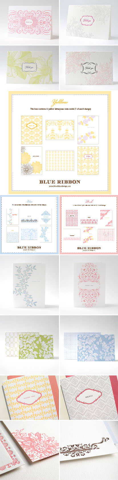 Letterpress thank-you notes and wedding invitations from Blue Ribbon Design
