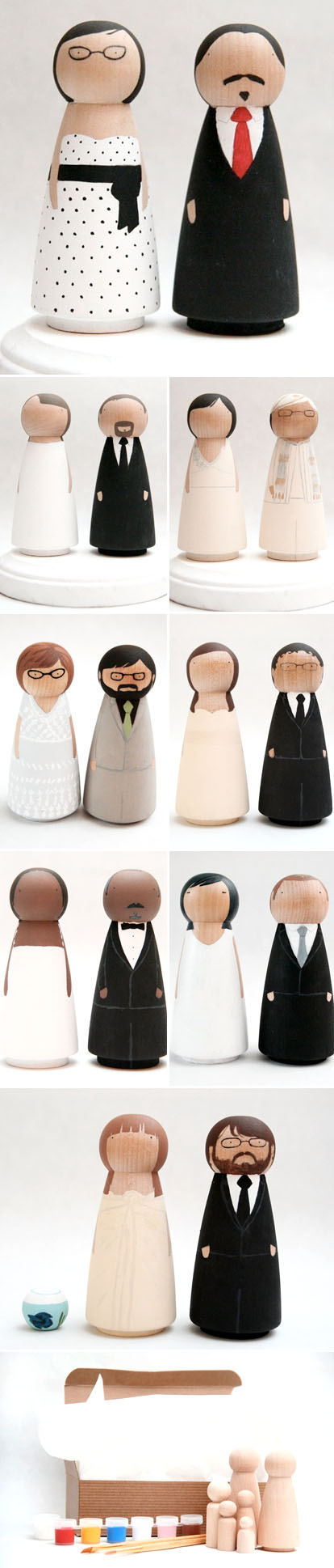 custom wooden doll wedding cake toppers from Goose Grease on Etsy.com