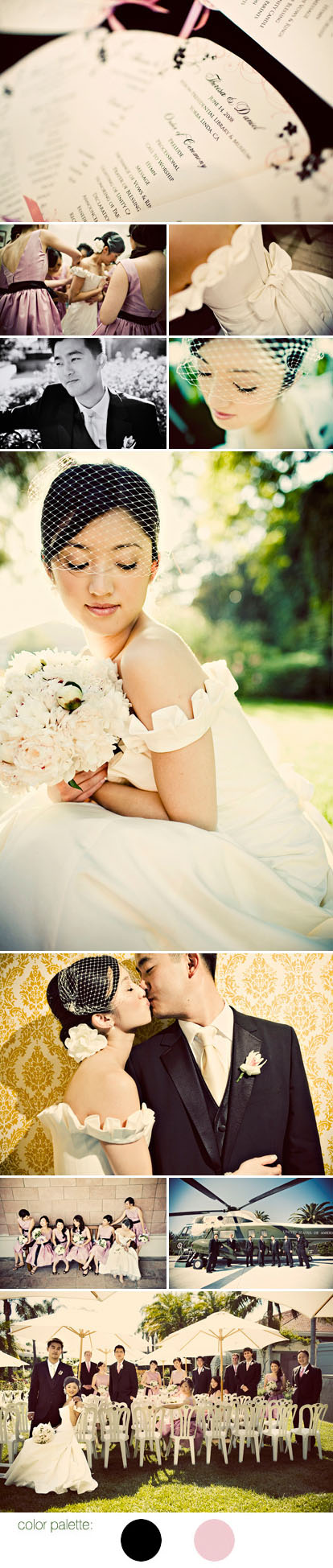 Images by Amelia Lyon Photography, pink and black spring wedding color palette