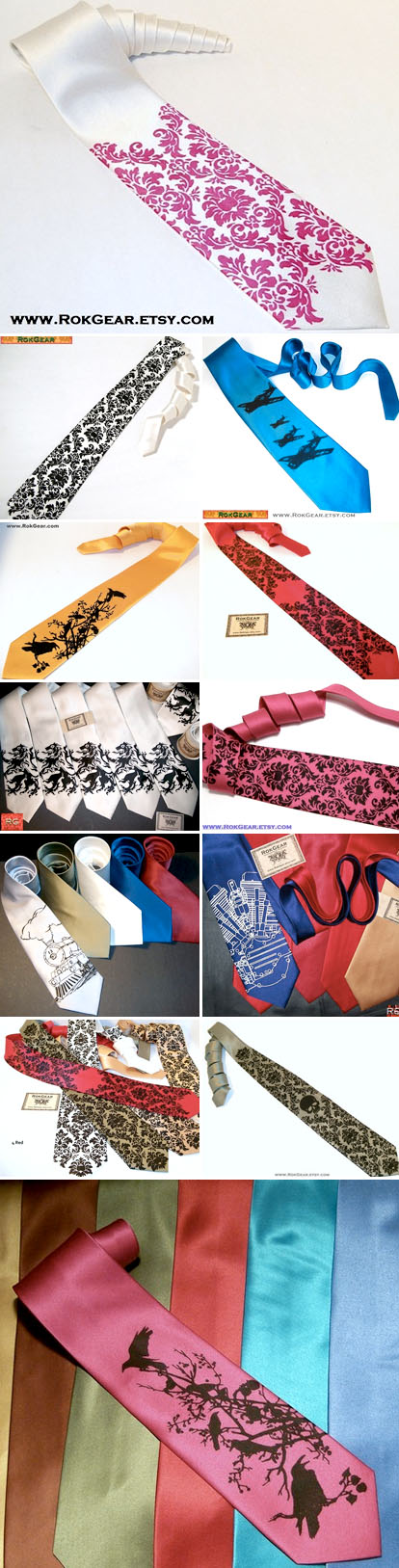 Screen printed wedding neckties from RokGear on Etsy.com