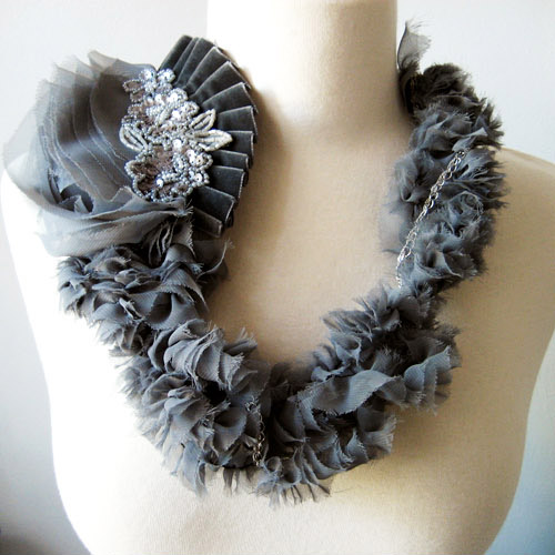 bold, stylish bridal neclaces with fabric flowers from PD Couture by Prismera Design