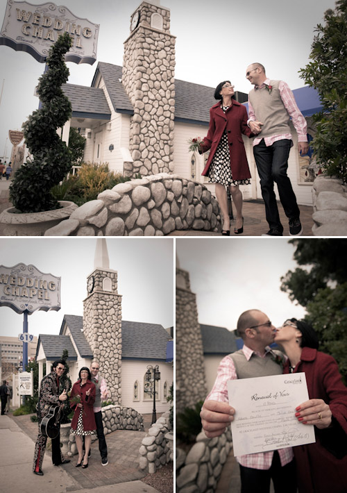 Las Vegas wedding vow renewal ceremony at the Graceland Wedding Chapel, images by Rocco Ancora and Vicki Bell