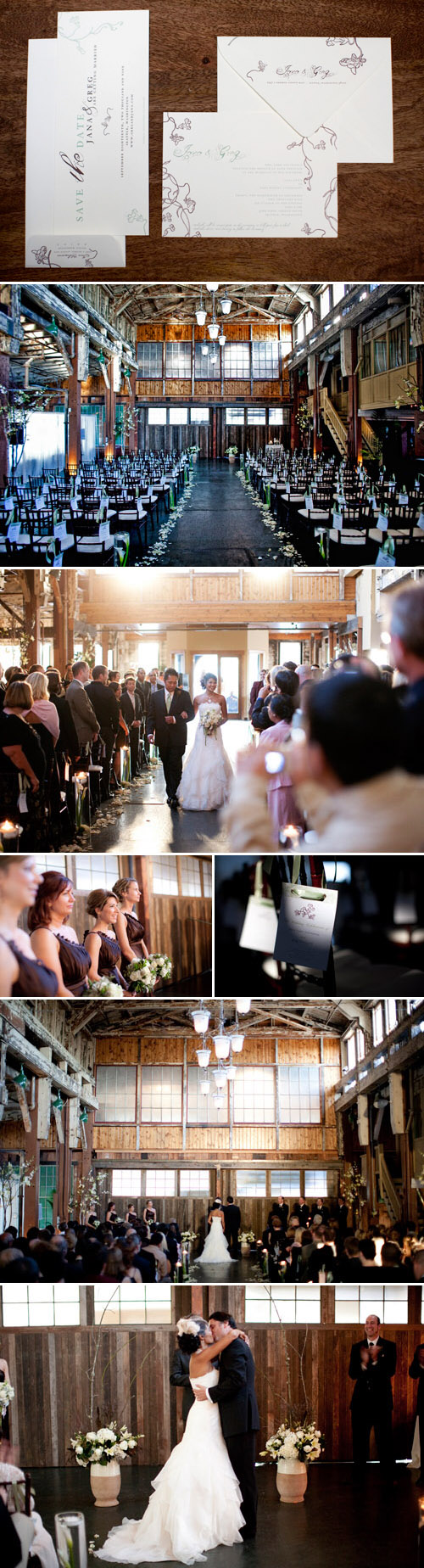 Seattle rustic eco-chic wedding ceremony at Sodo Park by Herban Feast, images by John and Joseph Photography