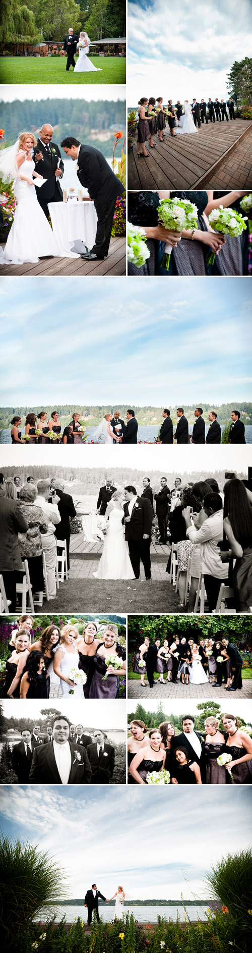 seattle waterfront real wedding ceremony at kiana lodge, black, white, blush and apple green wedding color palette, photo by laurel mcconnell phootgraphy
