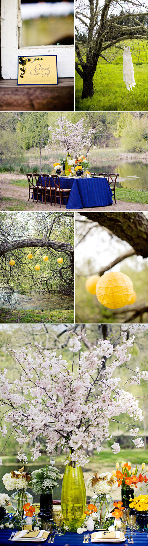 van gogh's starry night wedding table top and floral decor inspiration, images by meg perotti
