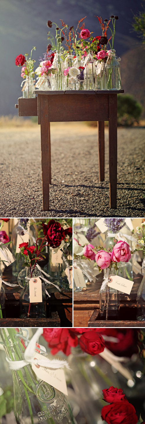 rustic vintage floral wedding escort cards by Duet Weddings, images by Max Wanger Photography