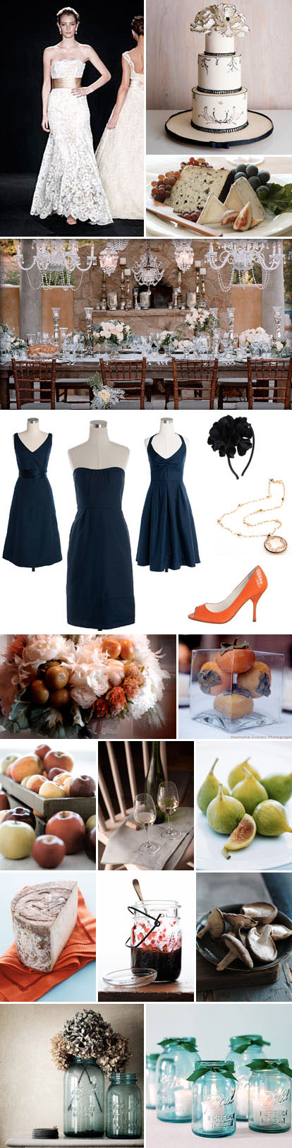navy and cream fall harvest wedding color palette