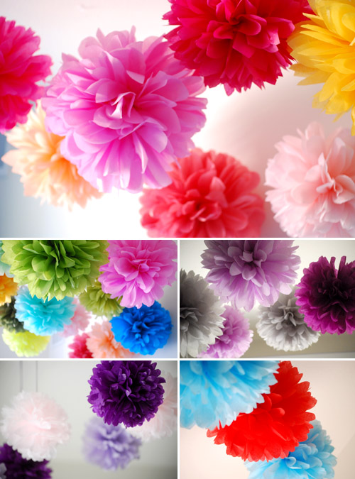 tissue paper wedding pom-pom decor ideas from orange kisses on etsy.com