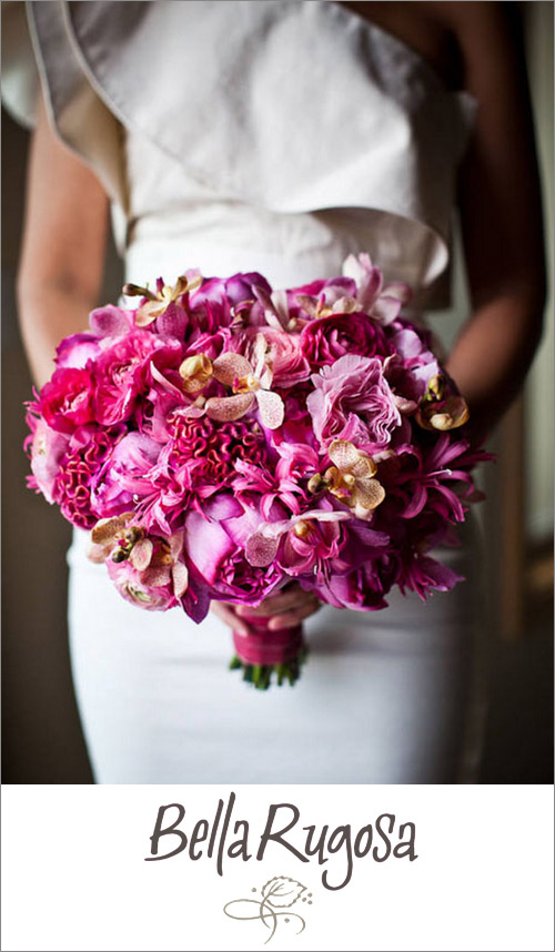 Romantic pink bridal bouquet by Bella Rugosa, photo by Dan DeLong of Red Box Pictures | junebugweddings.com