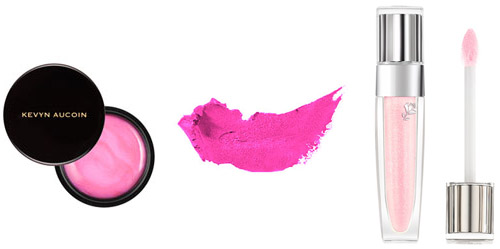 bright pink lipstick and lip gloss