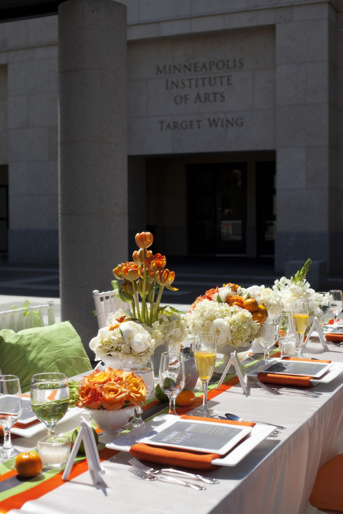 citrus orange and green wedding decor ideas and inspiration from Urbane Montage Events and Cadence Cornelius Photographs |via junebugweddings.com