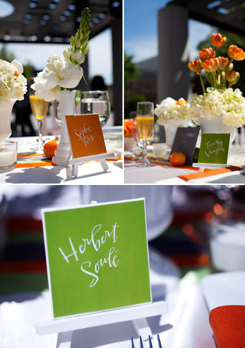 citrus orange and green wedding decor ideas and inspiration from Urbane Montage Events and Cadence Cornelius Photographs |via junebugweddings.com