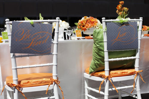 citrus orange and green wedding decor ideas and inspiration from Urbane Montage Events and Cadence Cornelius Photographs |via junebugweddings.com