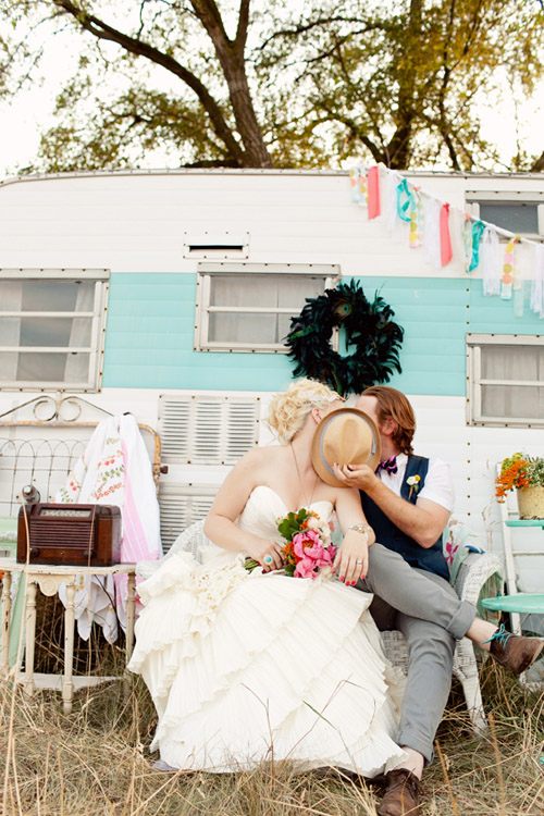 colorful vintage wedding decor rental from Fancy Fray | via junebugweddings.com