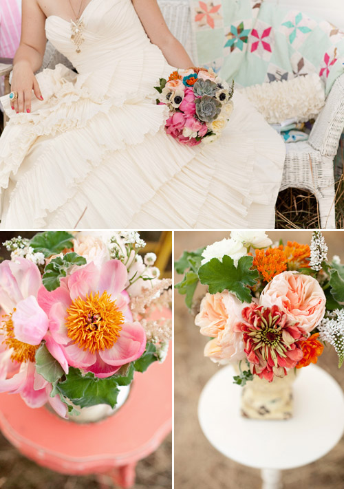 colorful vintage wedding decor rental from Fancy Fray | via junebugweddings.com