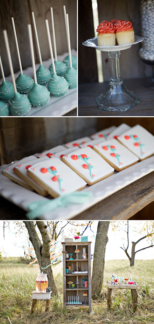 Coral and Turquoise Wedding Decor, Photo by Summer Jean Photography via Junebug Weddings