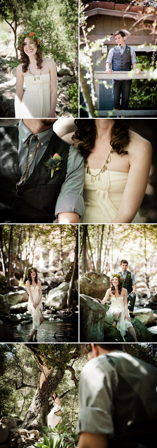 floral bridal hair wreaths, creative outdoor diy summer wedding at Calliote Canyon, Ojai, CA, photos by Viera Photographics