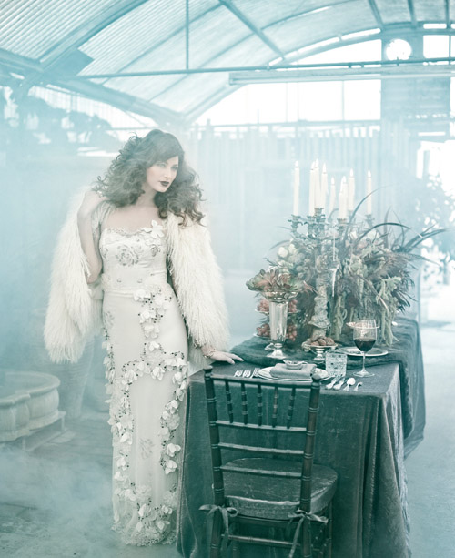 dark, mysterious, gothic wedding fashion, floral and decor inspiration, photo shoot by Joan Allen, Merryl Brown Events and Camilla Svensson Burns