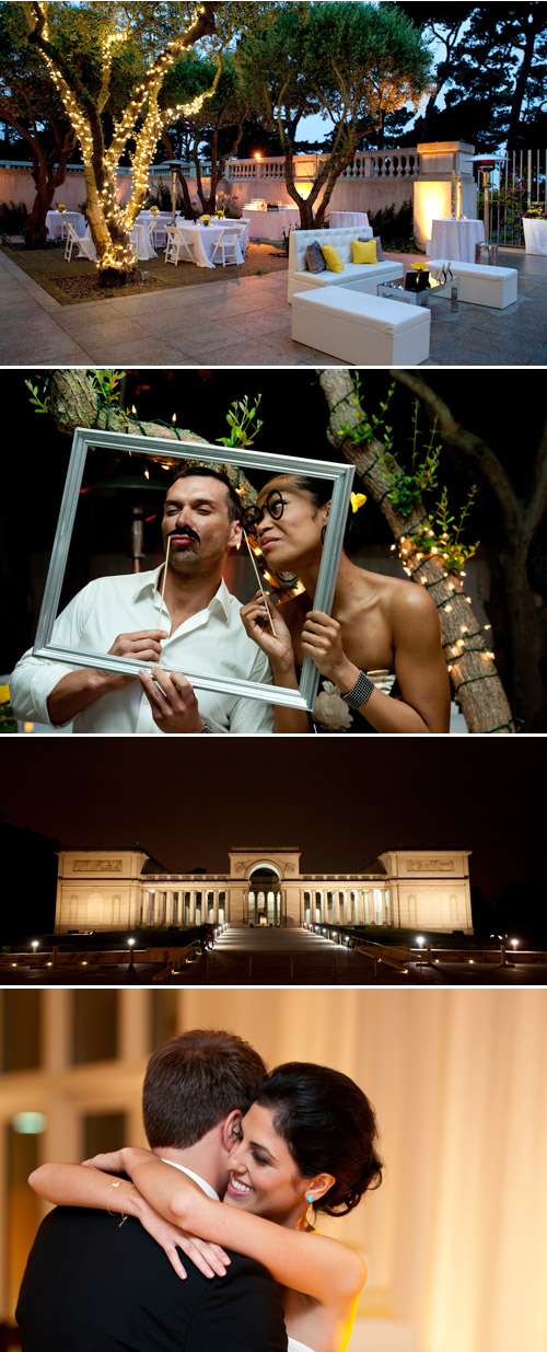 reception lounge decor at Legion of Honor, wedding photo by Tia Claire Studio