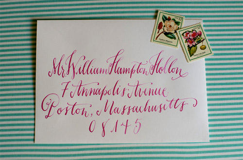 Wedding calligraphy by Holly Hollon, photos by Spindle Photography | junebugweddings.com