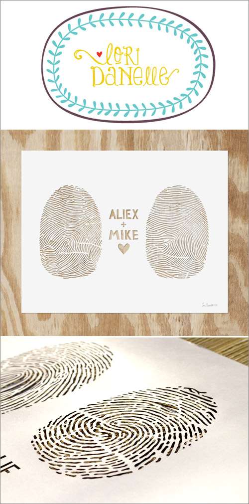 Junebug Weddings Holiday Giveaway Week - Lori Danelle Lasercut Fingerprints| junebugweddings.com