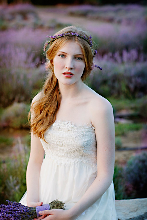 lavender wedding fashion inspiration and bridal bouquets, wedding dresses by Clair Pettibone, photos by Marie Labbancz Photography