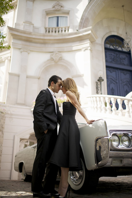 stylish Los Angeles beach and garden engagement photos by Mike Colon Photography