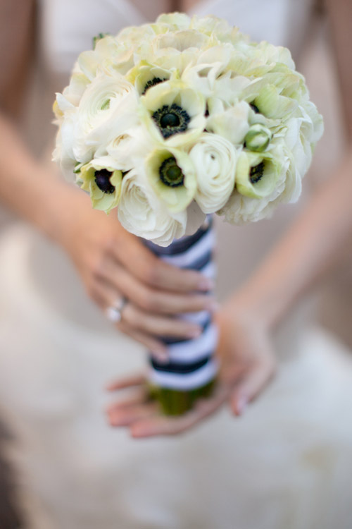 bright black, white, orange and yellow modern NYC loft wedding, photos by Image Singuliere via JunebugWeddings.com