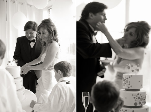 bright black, white, orange and yellow modern NYC loft wedding, photos by Image Singuliere via JunebugWeddings.com