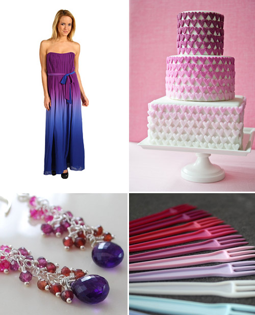 ombre wedding decor and fashion in dark jewel tones