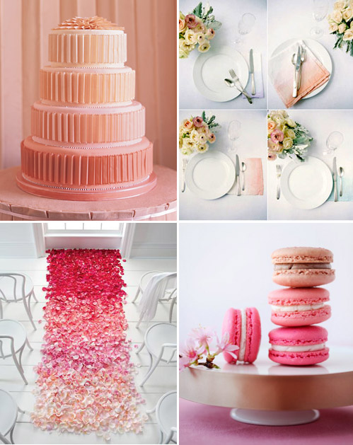 ombre wedding decor ideas in shades of pink and peach