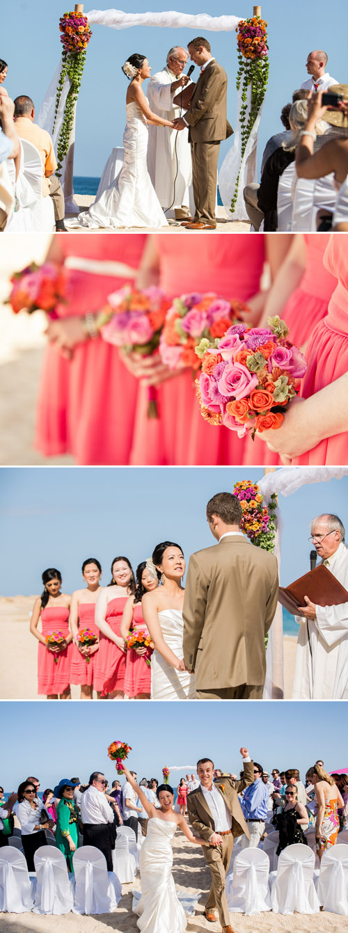 Orange and Fuchsia Mexico Destination Beach Wedding - Photos by Amy Bennett Photography | Junebug Weddings