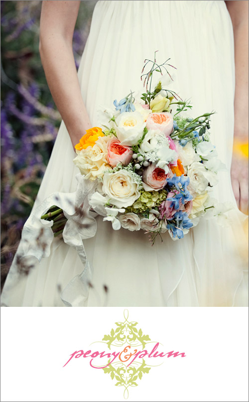 English garden style bridal bouqet from Peony & Plum; photo by Love Life Studios | junebugweddings.com
