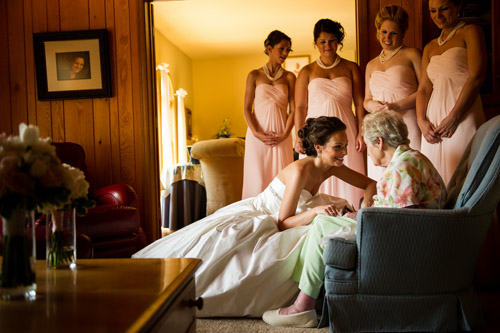 elegant pink, blue green and ivory backyard wedding in Wisconsin with photos by Susan Stripling Photography via junebugweddings.com